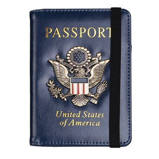 Creative Passport Holder Cover with 3D Metal Badge Leather Passport Wallet