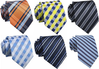 Men's Classic Jacquard Woven Ties - Pack of 4 or 6