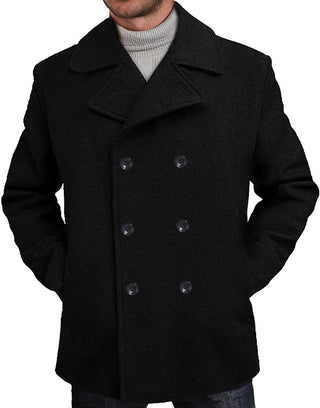 Classic Wool Blend Double Breasted Big and Tall Pea Coat