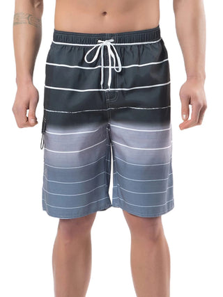 Men Big and Tall Swim Trunks with Pocket Drawstring Striped Beach Board Shorts with Mesh Lining Swimsuits B*athing Suits