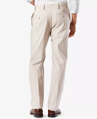 Men'S Big & Tall Easy Classic Pleated Fit Khaki Stretch Pants