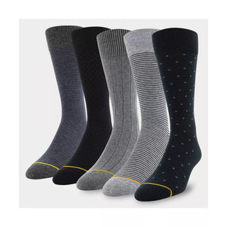 Signature Gold by GOLDTOE Men'S Classic Dot Crew Socks 5Pk - Black