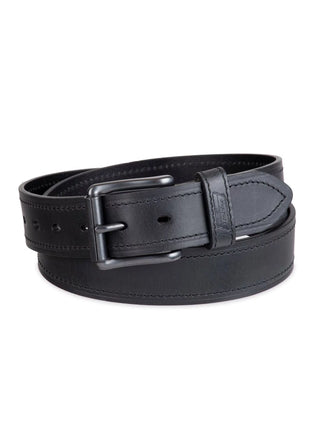 Men'S Casual Black Leather Work Belt with Roller Buckle (Regular and Big & Tall Sizes)