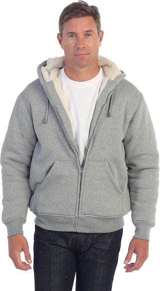 Big Mens Heavyweight Sherpa Lined Fleece Hoodie Jacket