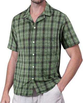 Big Men's Plaid Short Sleeve Button down Shirts