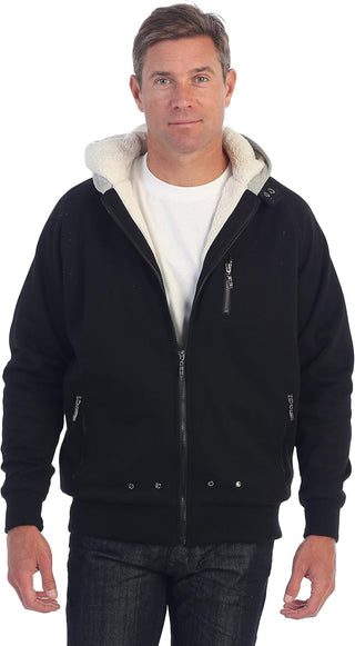 Big Mens Heavyweight Sherpa Lined Fleece Hoodie Jacket