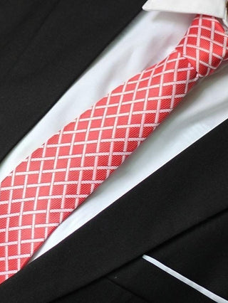 1Pc Man Necktie Pink Grid Width 8Cm Bridegroom Groomsman Tie Business Manager Tie