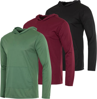 Big Men's Mesh Long Sleeve Athletic Pullover Hoodie Sweatshirt-3 Pack