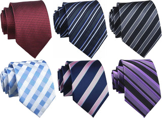 Men's Classic Jacquard Woven Ties - Pack of 4 or 6