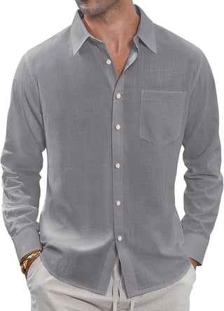 Big Men Linen Shirts Casual Button down