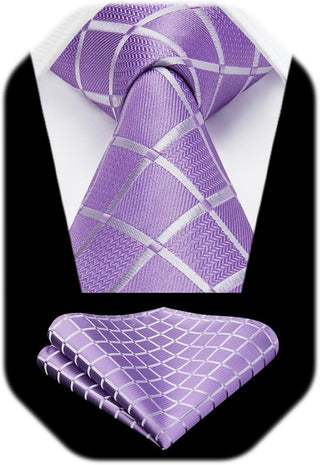 Plaid Checkered Tie Handkerchief Woven Classic Formal Men'S Necktie & Pocket Square Set