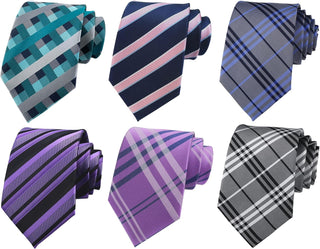 Men's Classic Jacquard Woven Ties - Pack of 4 or 6