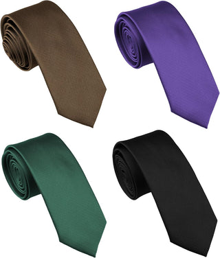 Skinny Solid Ties for Men, 4 Pack