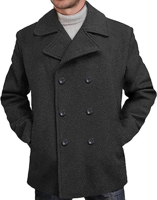 Classic Wool Blend Double Breasted Big and Tall Pea Coat