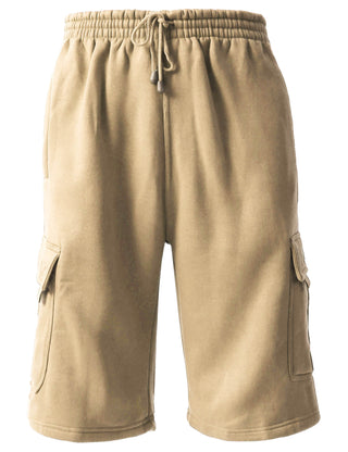 Mens Premium Heavyweight Sweat Cargo Shorts with Drawstring Elastic Waistband Big and Tall M-5XL