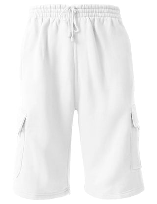 Mens Premium Heavyweight Sweat Cargo Shorts with Drawstring Elastic Waistband Big and Tall M-5XL