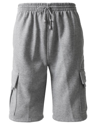 Mens Premium Heavyweight Sweat Cargo Shorts with Drawstring Elastic Waistband Big and Tall M-5XL