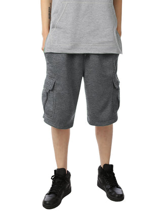 Mens Premium Cargo Sweat Shorts Heavyweight Heavy Duty Utility Pocket Elastic Waistband Drawstring Big and Tall Available