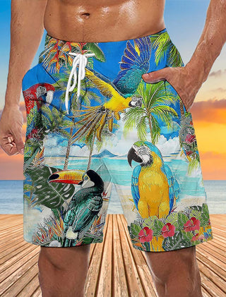 Designer Hawaiian Board Shorts: Big Mens Quick Dry Swim Trunks